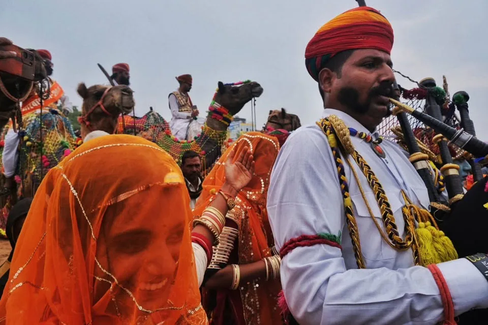 Pushkar Rajasthan scenic view with temples and desert landscape