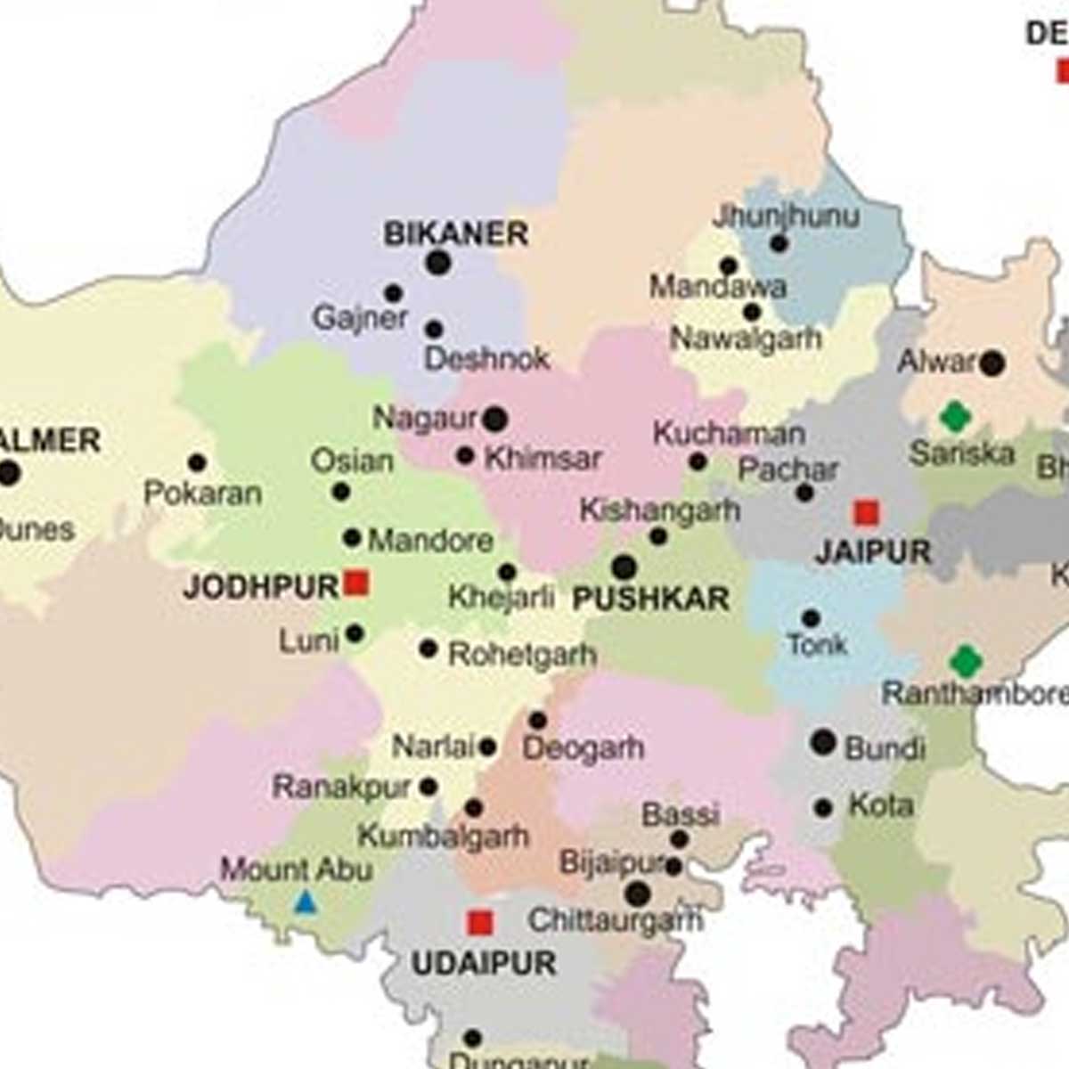 rajasthan tourist map by train